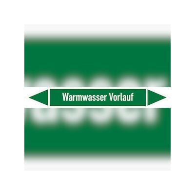 Rohrleitungskennzeichen Warmwasser Vorlauf - 187x26 mm Folie selbstklebend