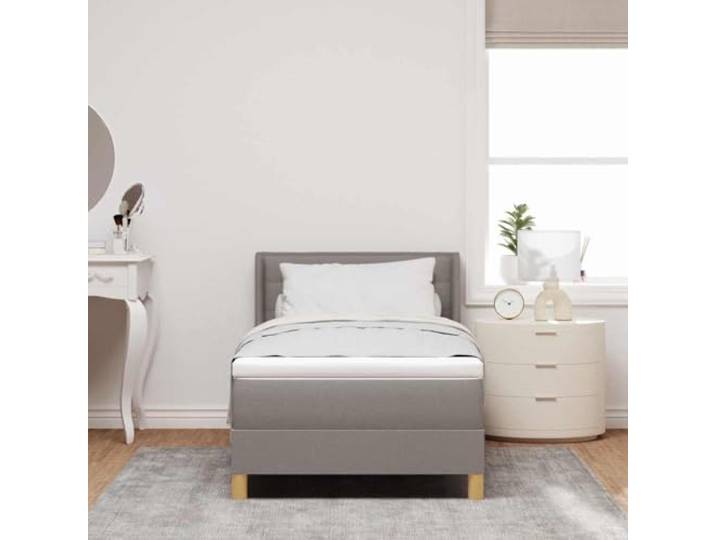 KTHLBRH Boxspringbett mit Matratze taupe 190 x 90 cm Stoff Lattenrost, verstellbares Kopfteil, Gestell aus massivem Kiefernholz, maximale Belastung 140 kg