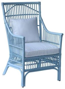 Rattan Slat Back Cushioned Arm Dining Accent Chair by East at Main - 24x25.5x39.25