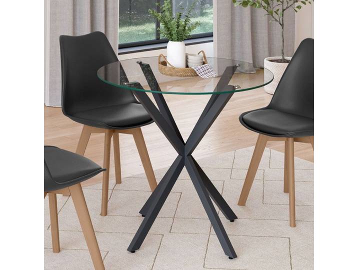Table à manger ronde fixe - IDMARKET - ALIX - Noir - 4 personnes - 80 cm