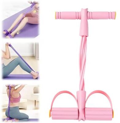 Healfit Counter Resistance Band Multi Function Tension Rope, 6 Tube Elastic Yoga Pedal Puller, Fitness Bands 6 Tube Elastic For Abdomen pink