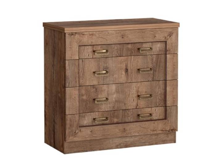 Kommode LEIKANGER - Dunkel Eiche - Metallgriffe - Schubladen - 90 x 90 x 44 cm