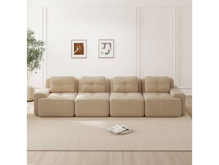 Nuvlagu - Canapé modulable - Canapé de salon - 4 places - Doux comme un nuage - Conception antidérapante - Beige