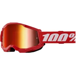 100%, Unisex, Sportbrille, STRATA 2 Goggle Red - Mirror Red Lens (Red, Weiss, Mirror Red), Rot