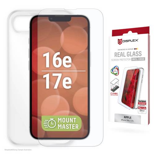 DISPLEX Real Glass + Case Hülle + Schutzglas Set Apple iPhone 16e, iPhone 17e Transparent 02275