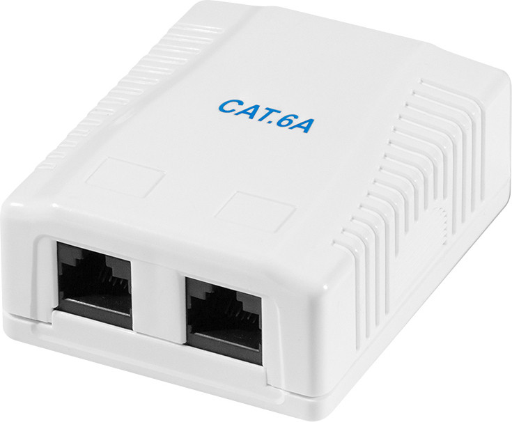 LogiLink Professionele NP0101 Cat.6A aansluitdoos met wandmontagebox, 2x RJ45, wit