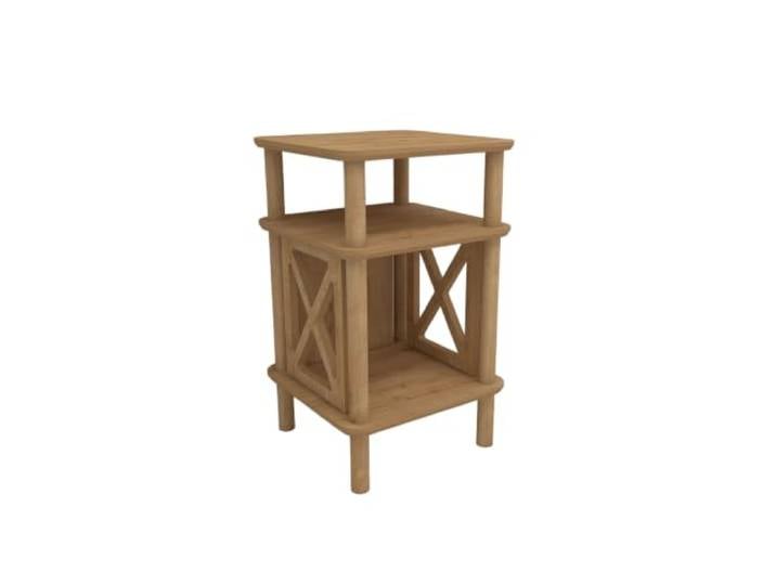 Hanah Home Rustic Oak Side Table, 38 x 64 x 38 cm 100% MDF with Wooden Legs, 18 mm Thickness Disassembled, Elegant & Functional Design for Traditional Homes