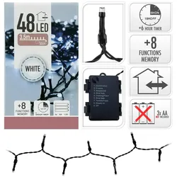 EDM MULTIFUNKTIONS-BATTERIEBETRIEBENE GIRLANDE 48 LEDS SCHWARZES KABEL KALTES WEISSES LICHT 4M