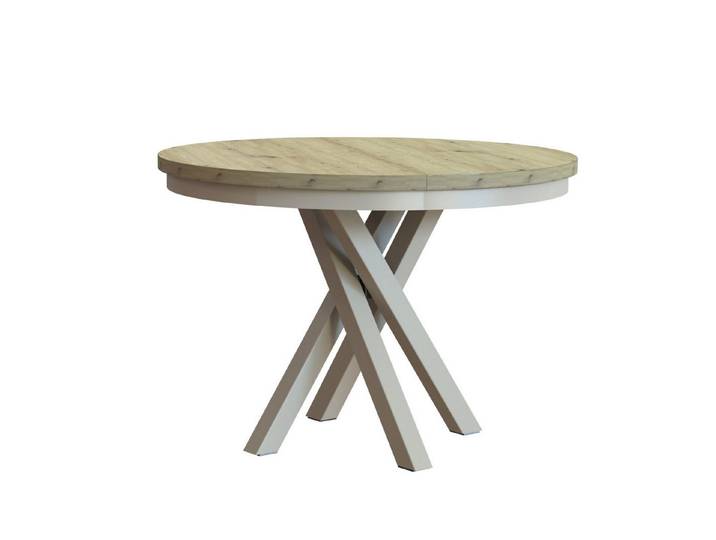 Design Möbel Wohnzimmertisch KRYSS – Runder ausziehbarer Esstisch im modernen Loft-Stil 100-160CM