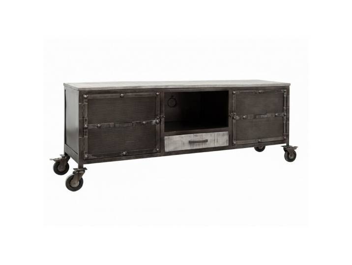 Meuble TV 170x40 Manguier laqué Gris HEAVY INDUSTRY N° 133