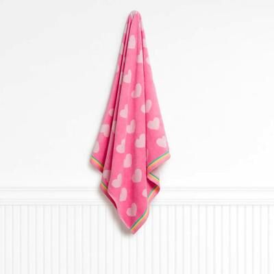 Caro Home Dream Hearts Barbie Pink 100% Cotton Kids Beach Towel 36x38