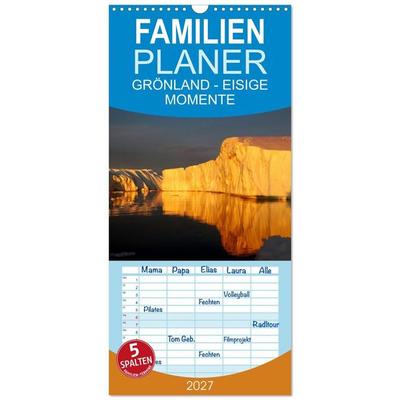 Familienplaner 2027 - GRÖNLAND - EISIGE MOMENTE mit 5 Spalten (Wandkalender, 21 x 45 cm) CALVENDO