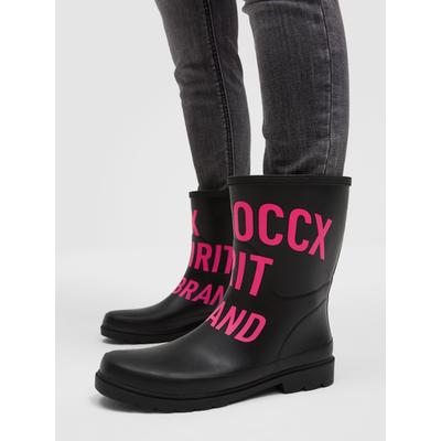 Gummistiefel SOCCX, Damen, Gr. 37, schwarz, Gummi, bedruckt, Schuhe Gummistiefel, mit rutschfester Laufsohle