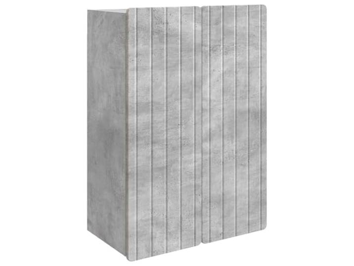 Wandschrank grau Beton 66 x 34,5 x 92 cm aus technischem Holz 2 Einlegeböden, 2 Türen, Scharniere 90°, Wandmontage, 60 kg insgesamt, 20 kg pro Regalboden, technisches Holz