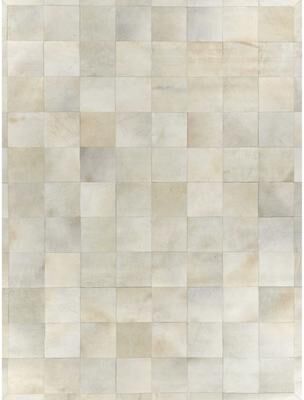 EXQUISITE RUGS Natural Hide Hand-stitched Leather Hide White Area Rug.