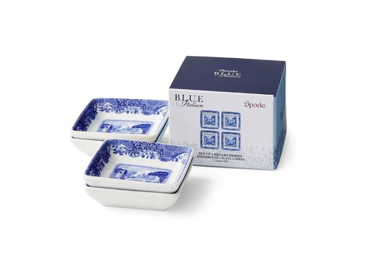 Spode Soucoupe Blue Italian 8x8 cm, lot de 4 Bleu-blanc
