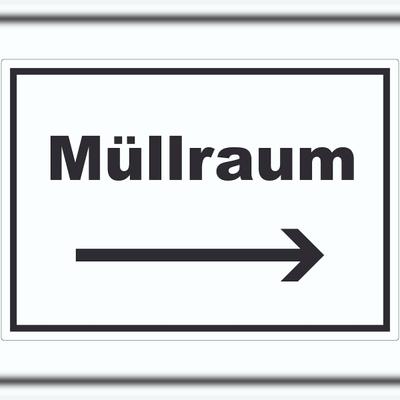 HB-Druck Müllraum Aufkleber mit Text Richtungspfeil rechts Abfall Mülltrennung waagerecht A1 (594x841mm)