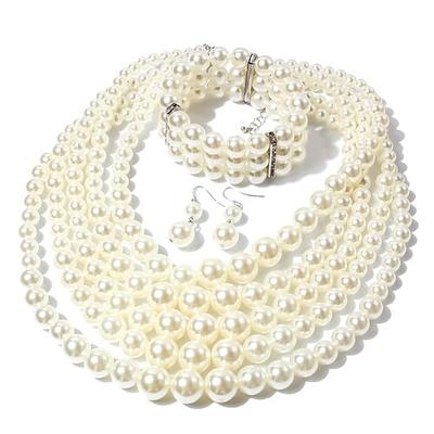 Ohrringe Perlenkette Choker Armband 3 Stk Flapper Accessoires Retro Vintage 1920er Legierung für den großen Gatsby Cosplay Damen Modeschmuck Modeschmuck