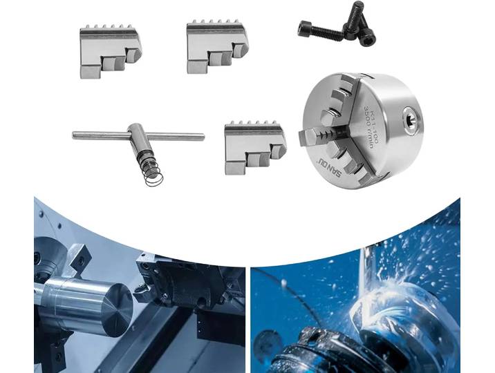 Mandrin auto-centrant à 3 mâchoires, jeu de mandrins de tour de 100mm avec vis de fixation, pour machines-outils CNC, fraises et perceuses, serrage