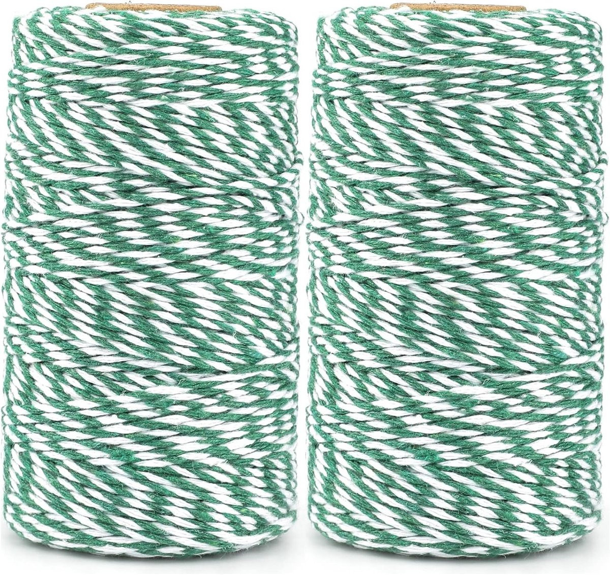 Groene en Witte Bakkerij Binddraad, 200m Katoen Koord, 2mm Creatief Koord voor DIY Projecten en Tuinieren