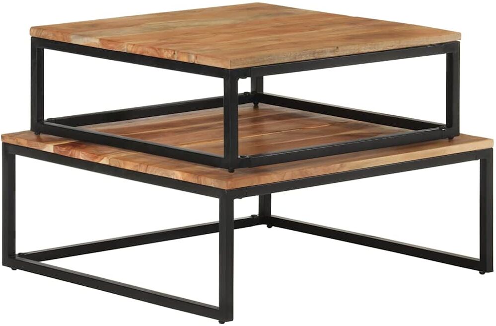 vidaXL Tables basses gigognes 2 pcs Bois d'acacia massif