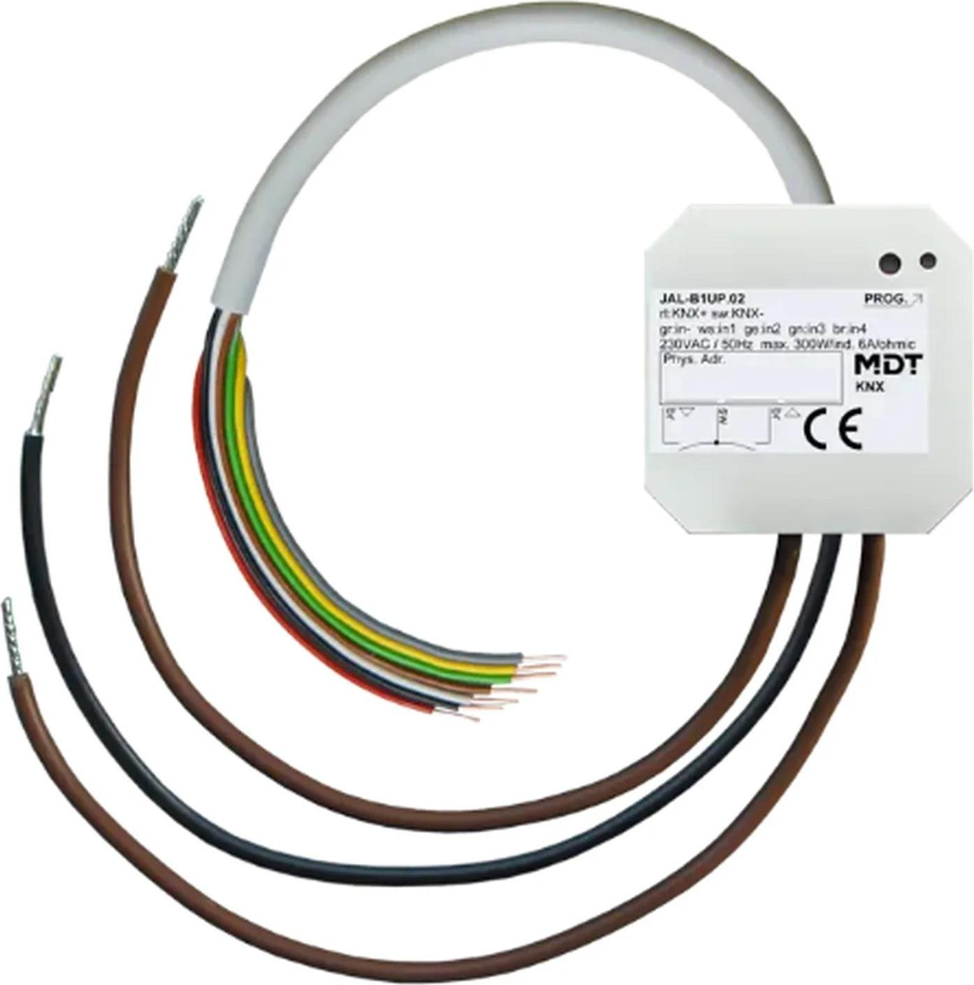 MDT KNX rolluidaandrijving 1-voudig, UP, 6A, 230VAC met 4 potentiële binaire ingangen, JAL-B1UP.02