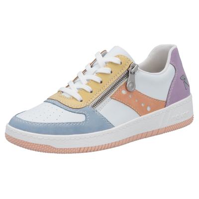 Sneaker RIEKER SPORT, Damen, Gr. 43, bunt (weiß bunt), Lederimitat, Schuhe Sneaker, in aktueller Farbkombination, Freizeitschuh, Halbschuh, Schnürschuh