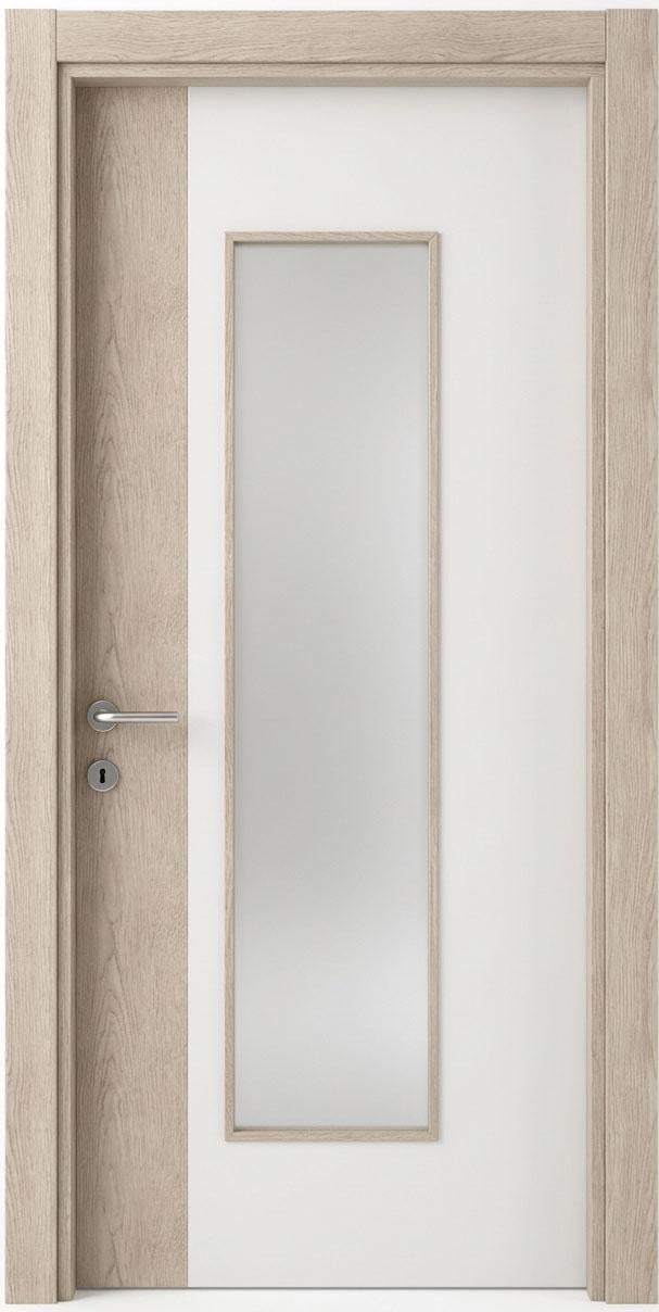 JVmoebel Stijlvolle witte houten deur met glas en moderne veiligheidsfunctie