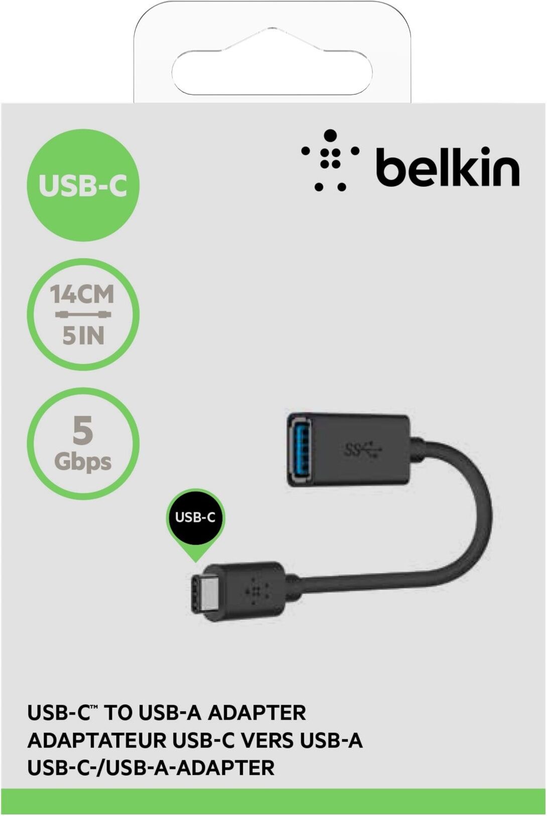 Belkin 3.0 USB-C to USB-A Adapter Black