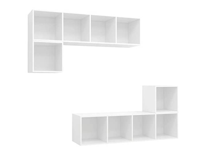 hliofuir 4-TLG. Hängendes TV-Schrank-Set aus Holzwerkstoff, Weiß Wandhängende Medienaufbewahrung für Wohnzimmer und Schlafzimmer schafft freie Bodenfläche und stilvollen Stauraum.