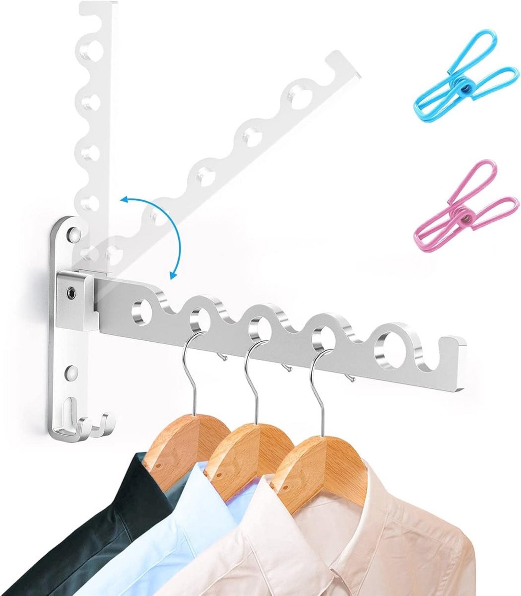 Vouwbaar Wandmontage Kledingrek - Ruimtebesparende Hanger voor Kleding en Accessoires
