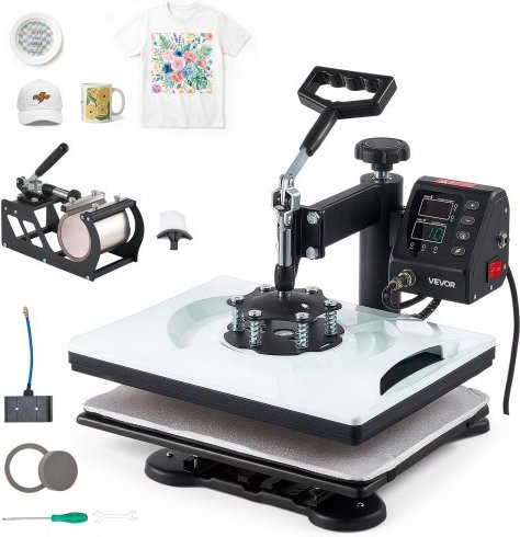 VEVOR 5-in-1 Sublimatiemachine Transferpers, Wit en Zwart, 29 x 38 cm