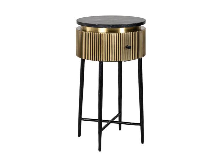 Design Beistelltisch „Ironville“ mit schwarzer Marmorplatte Gold Richmond Interiors