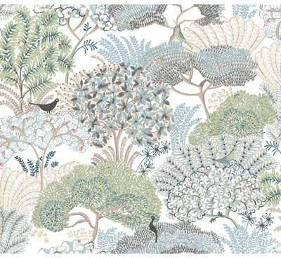 York Wallcoverings Everbloom Forest Aqua Botanical Peel and Stick Wallpaper