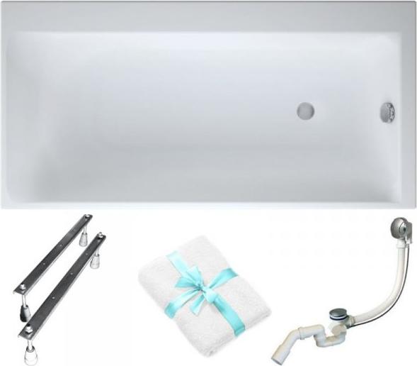 Cersanit | Badewanne - Wanne Rechteckig Smart - 160x80 Cm - Ergonomische Form - Siphon Inklusive - Verstellbare Füße