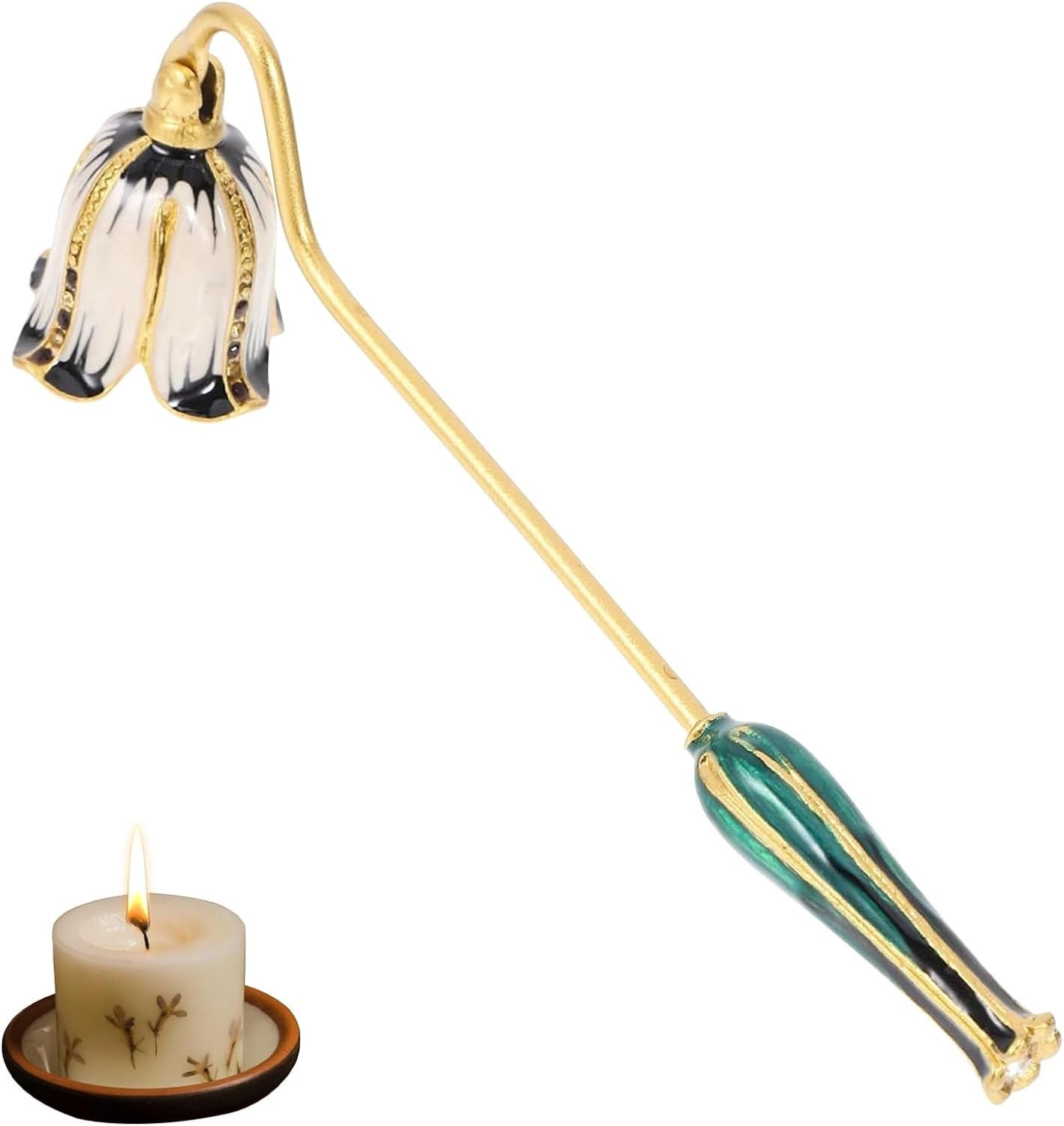 Vintage Bloem Kaarsenhouder van RVS met Wick Extinguisher voor Decoratie en Thuisgebruik