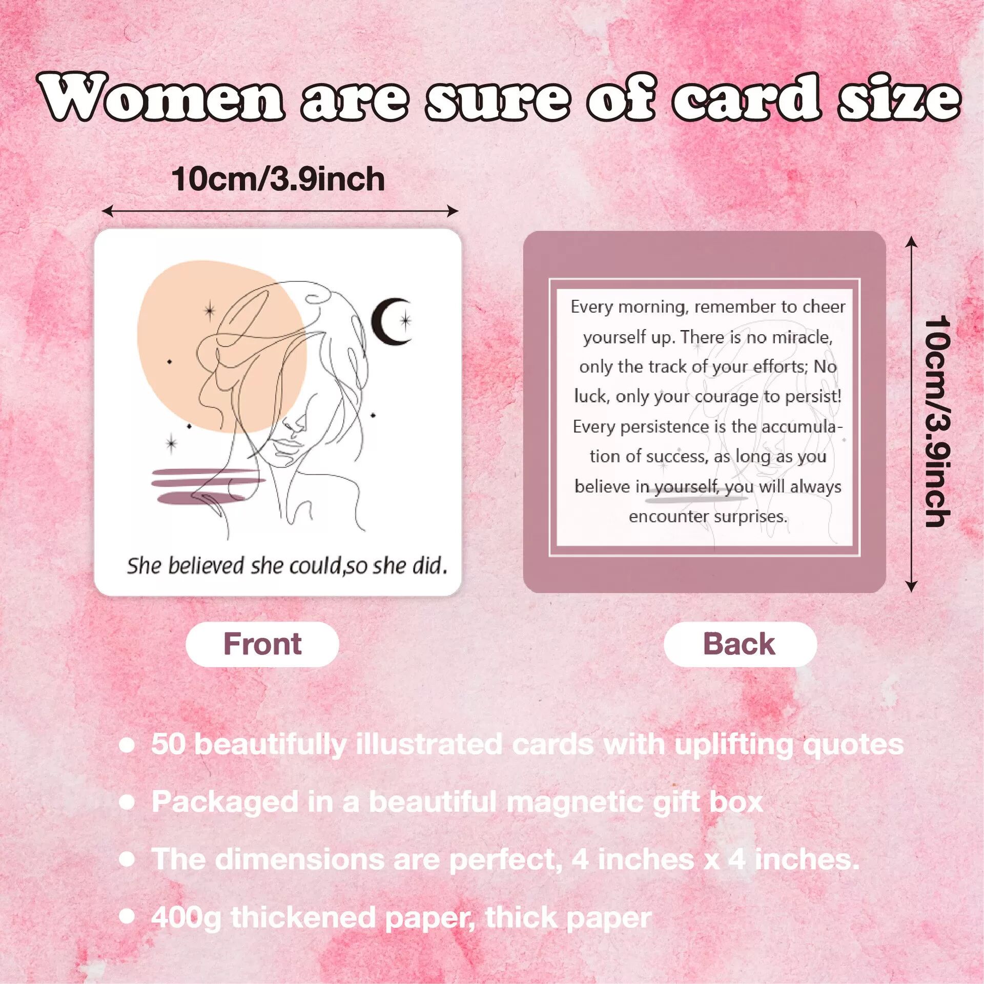INF 50er Packung Mutmachkarten für Frauen - Inspirierende, motivierende und positive Affirmationskarten
