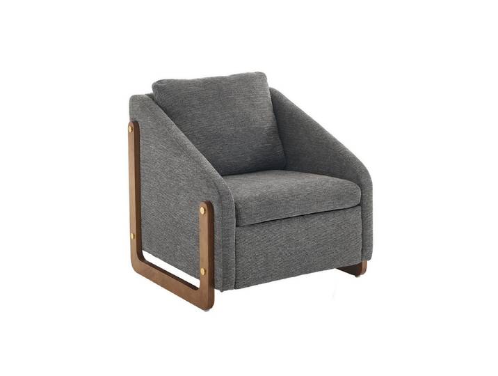 OKWISH Stuhl Akzentstuhl,Sessel mit Holzarmlehnen (Moderner Akzentstuhl mit Holzarmlehnen & Chenille,Ergonomischer Loungesessel)