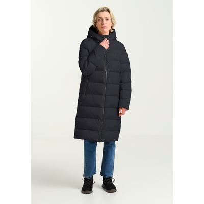 Daunenmantel JACK WOLFSKIN "FROZEN PALACE COAT W RDS", Damen, Gr. XS, blau (schwarznavy), Obermaterial: 100% Polyester. Füllung: 90% Entendaune, 10% sonstige Fasern, Mäntel Daunenmantel, Daunenmantel, warm, winddicht und wasserabweisend
