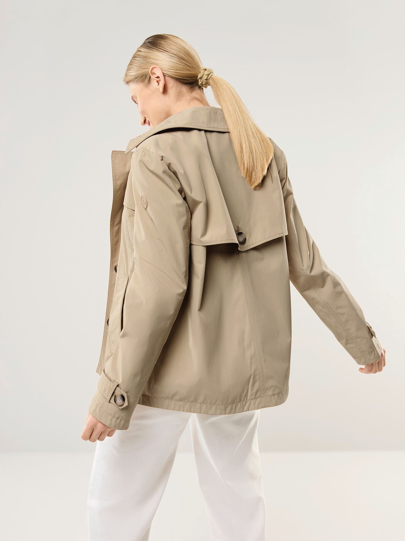 Walbusch Trenchjacke, normale Größen#Kurzgrößen, Farbe Beige, 44, moderne Kurzform wasserabweisend Damen