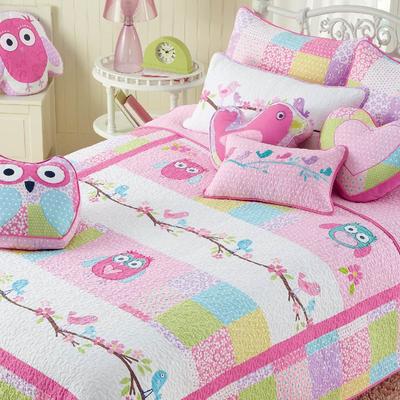 Cozy Line Home Fashions Cozy Line Pink Owl Cotton Quilt Bedding Set