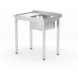 Hendi Profi Edelstahl-Waschtisch mit Ablage links – 800x600x850 mm, zur Selbstmontage