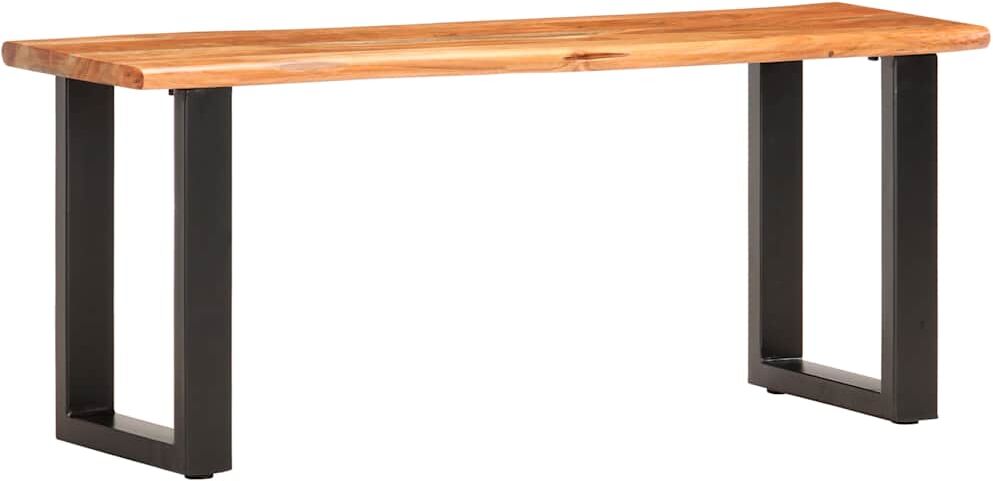 vidaXL Banc au bord naturel du bois 110 cm Bois d'acacia solide acier