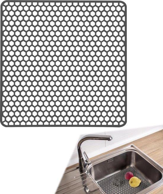 Inklapbare siliconen afdruipmat voor in de keuken, grijs, 34 x 29 cm