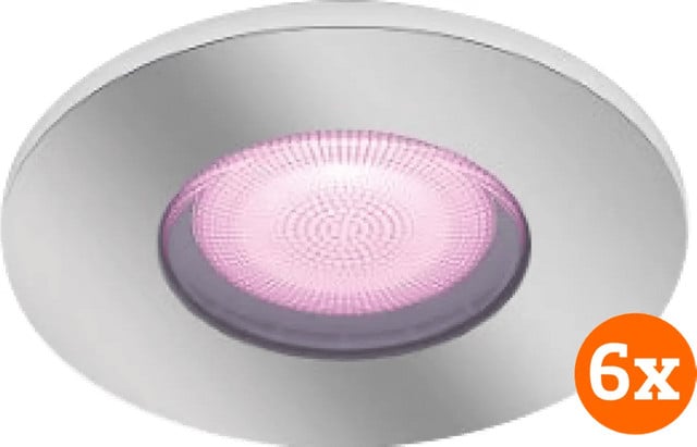 Philips Hue Xamento badkamer inbouwspot White and Color - Chroom - Rond - 6 stuks