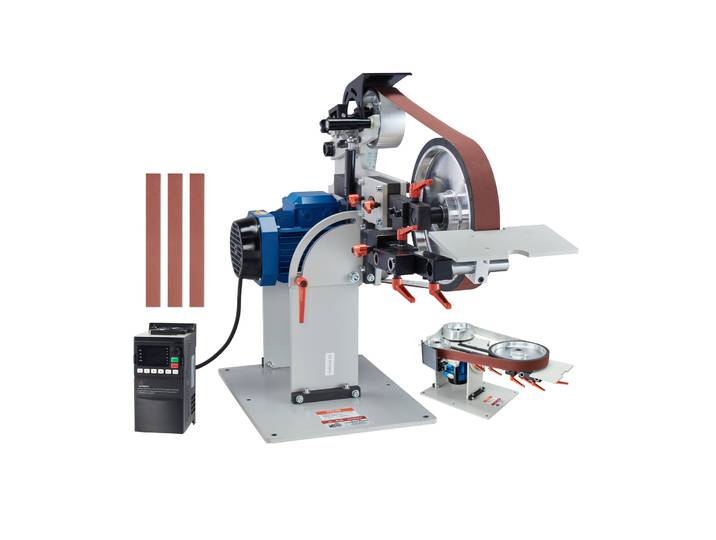 SucceBuy – ponceuse à bande, polisseuse à bande à vitesse Variable avec affûteur de couteaux VFD 1500W, moules de meulage et 3 bandes abrasives