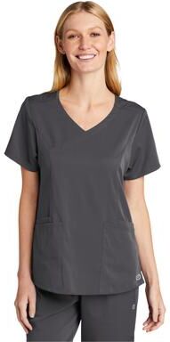 Wonderwink WW4268 Women's Premiere Flex Mock Wrap Top in Pewter size 3XL   Triblend