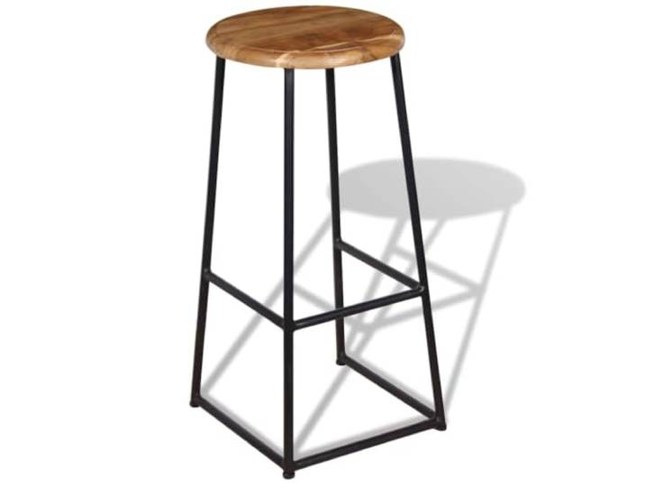 UYPTERF Barhocker 2 STK. Massivholz Teak Industrie-Design Stuhlrahmen aus Eisen, leicht zu reinigen, max. 110 kg pro Sitzplatz, 2 Barstühle