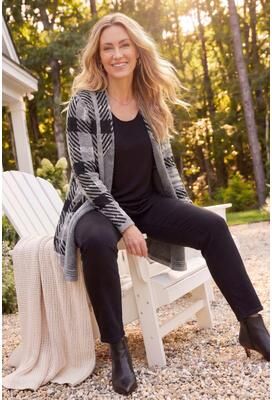 Plus Size Women's Country Village Sweater Cardigan by Catherines in Heather Grey Plaid (Size 1X)