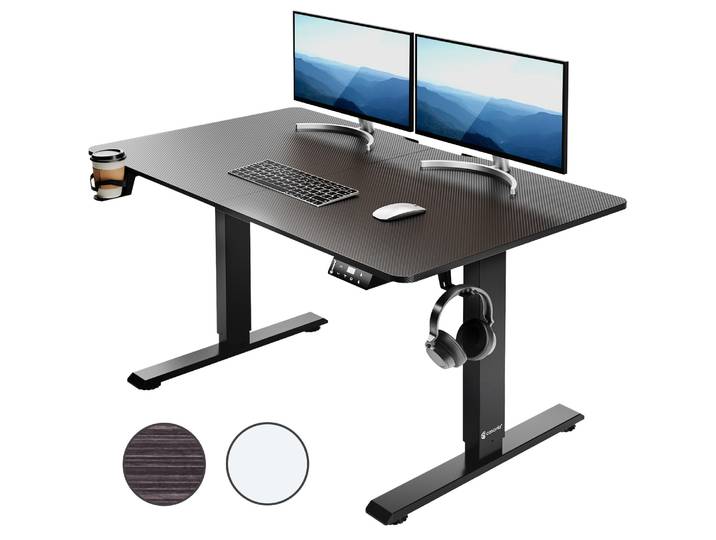 Casaria Bureau Électrique Réglable En Hauteur Avec Écran Lcd 73-118cm Bureau Assis Debout Structure Résistante Ajustable 160x75cm Beige (de)